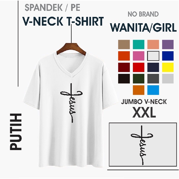 Kaos vneck wanita Vneck JUMBO fit to XXL YESUS ROHANI Atasan wanita kaos big size kaos JUMBO kaos mu