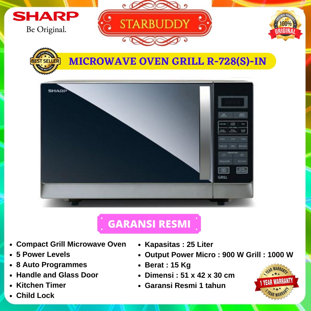 Jual MICROWAVE SHARP R728 (K) R728 GRILL MICROWAVE OVEN Shopee Indonesia