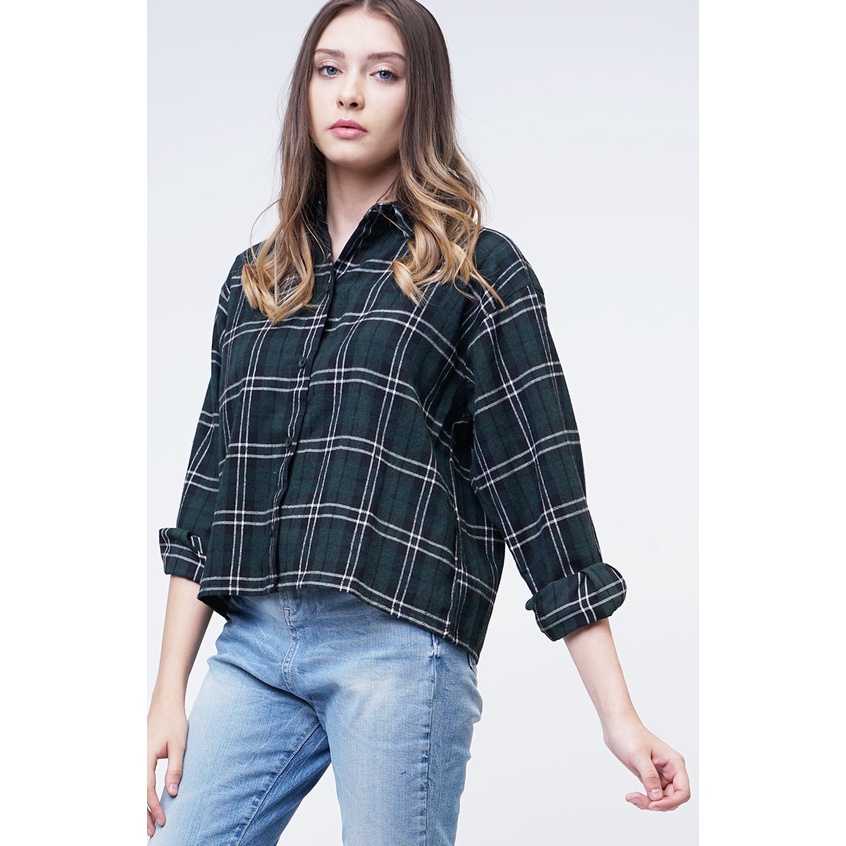 Logo Jeans Kemeja Wanita Miura Green Black 24880L5HB