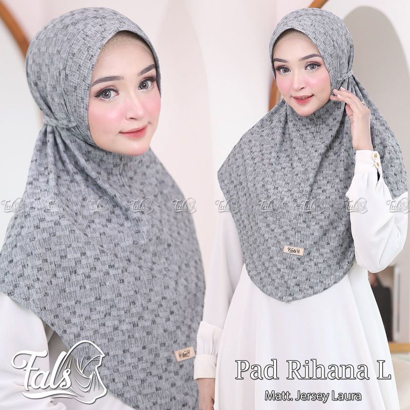 ( Ori Fals )PAD RIHANA L•Jilbab instan jersey laura•hijab pet tali motif