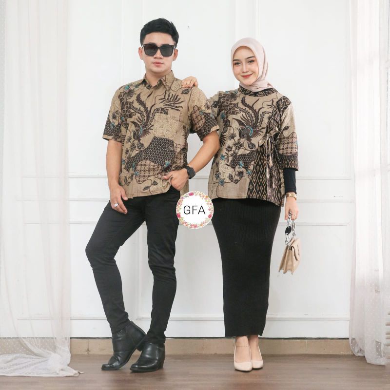Atasan Blouse Batik Wanita Lengan Panjang 7/8 Fashion Baju Kantor