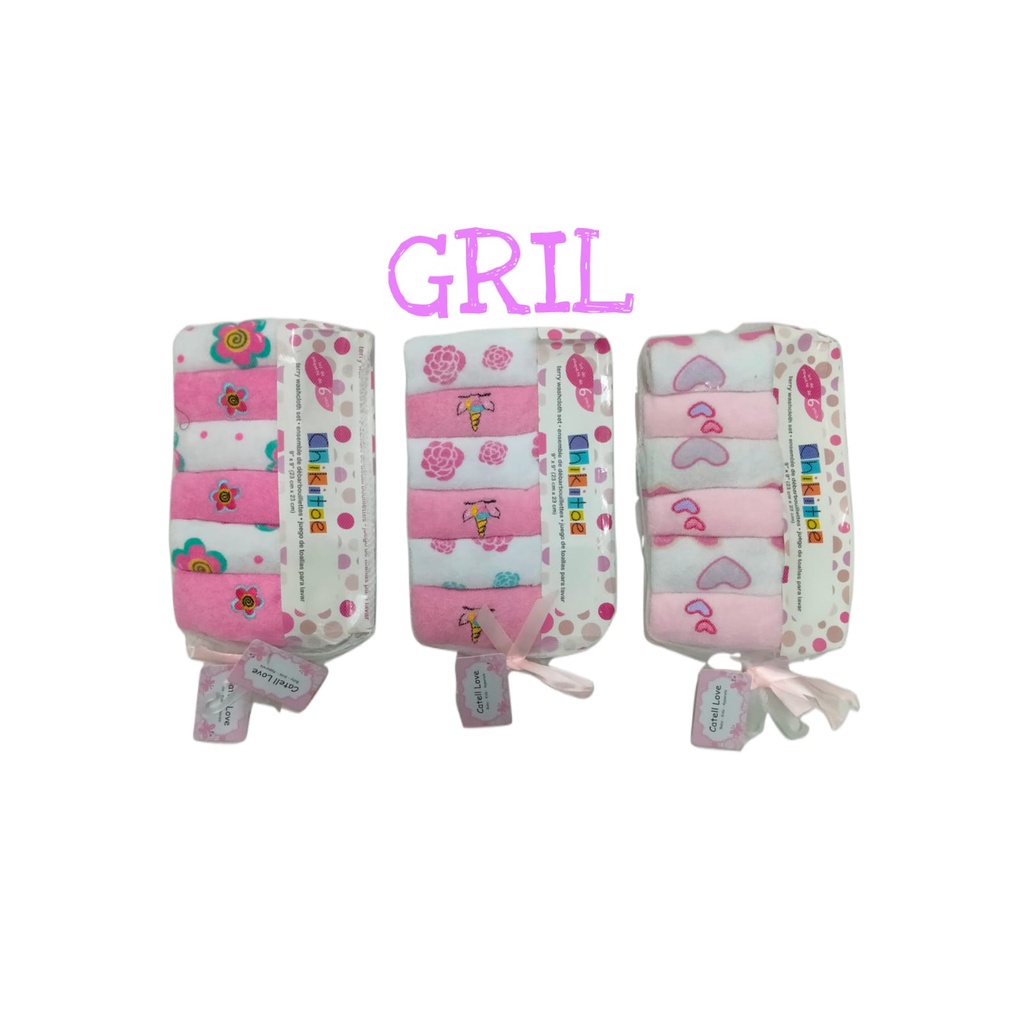 Catell love Washcloth Sapu Tangan isi 6pcs