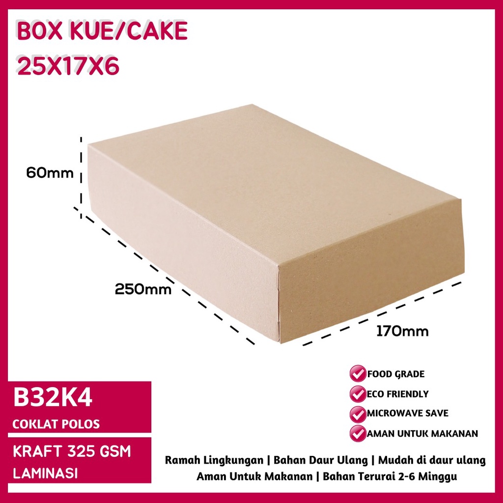 Dus Kue Dus 25x17x6 Bahan 325 Gsm (B32K4-25X17X6 Cm)