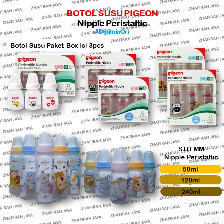 Botol Susu PIGEON Dot Peristaltic 50ml 120ml 240ml Anti Kolik – Bebas BPA, Aman untuk Bayi