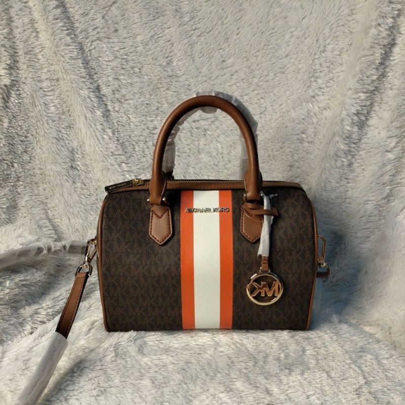 TAS WANITA  MK BEDFORD SMALL DUFFLE SATCHEL BROWN MULTI PVC