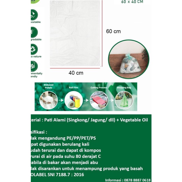 

Kantong Plastik Singkong Polos (Medium) / Cassava Bag BIODEGRADABLE