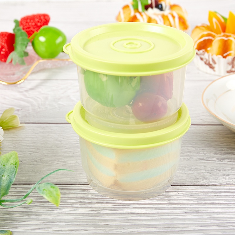 (Tianbaofu) Wadah Penyimpanan Makanan Bulat 160ml Bahan Plastik Transparan Dengan Tutup