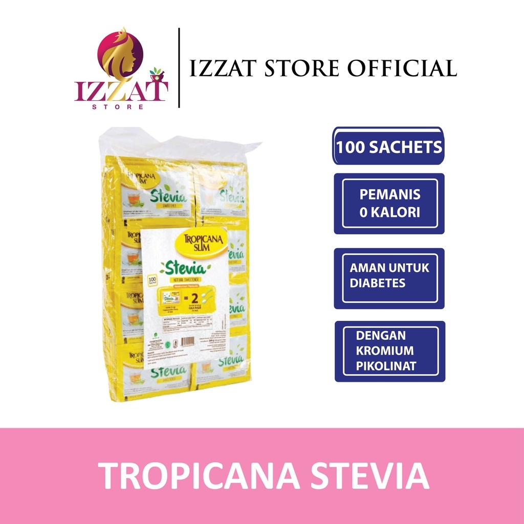 

Tropicana Slim Stevia Gula Rendah Kalori - 100 Sachet - IZZAT STORE