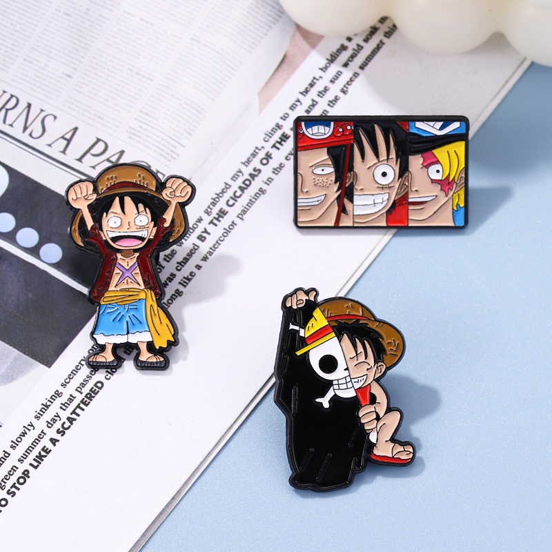 Bros Pin Enamel Desain Anime Luffy Ace Sabo Roronoa Zoro Bahan Alloy Metal Untuk Hadiah