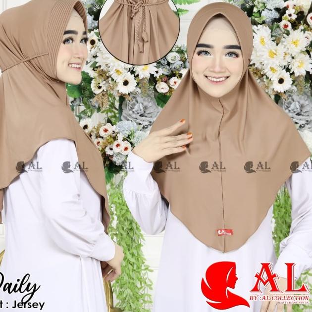 hijab bergo pet DAILY tali kepang khimar jersey - GREY, ONESIZE