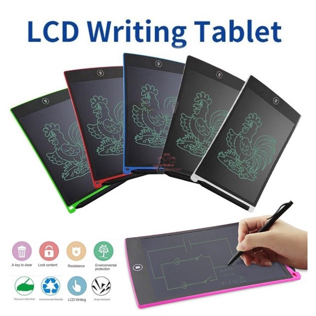 Papan Tulis LCD 8.5 Inci untuk Anak, Papan Gambar Dapat Dihapus, Bantalan Sangat Tipis untuk Menulis Lukisan Papan Tulis Writing Tablet BIG ACC