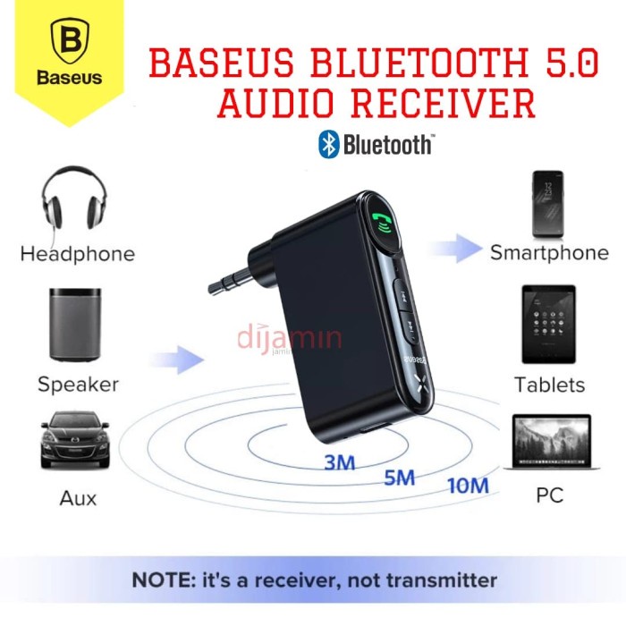 Baseus Bluetooth 5.0 Car Audio Receiver AUX Audio Mobil
