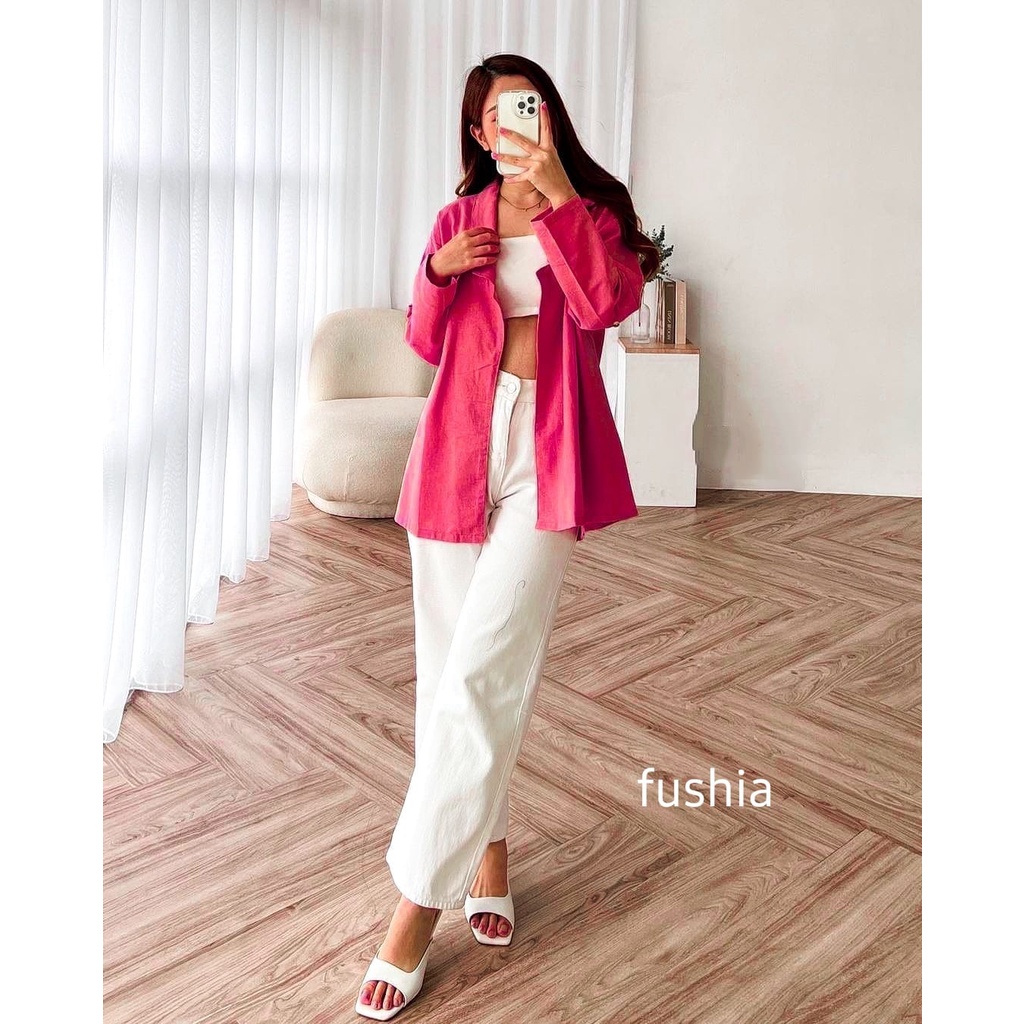 Blazer Wanita Bahan Linen Model Korea