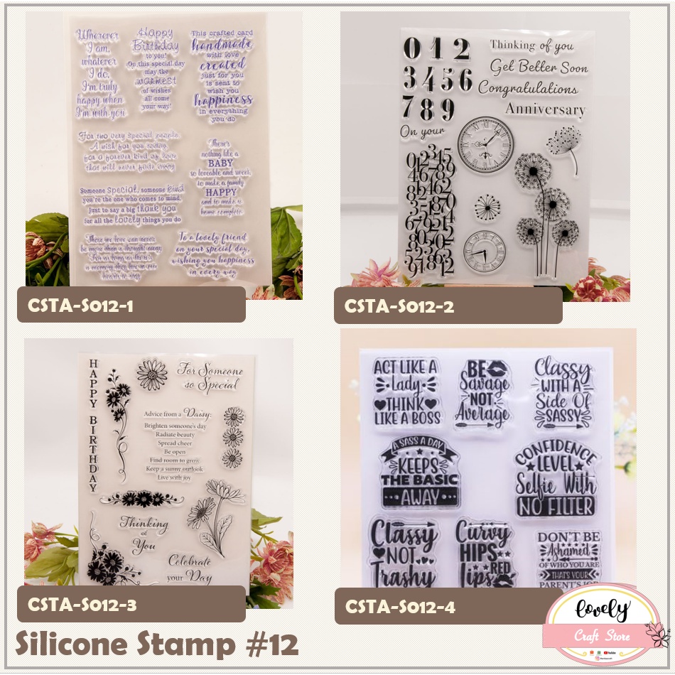 

LovelyCraftStore | S 12 Transparent Silicone rubber Clear Stamp ~ Stempel Silikon Transparan Words, Wishes, untuk journal, cards, art craft, scrapbook
