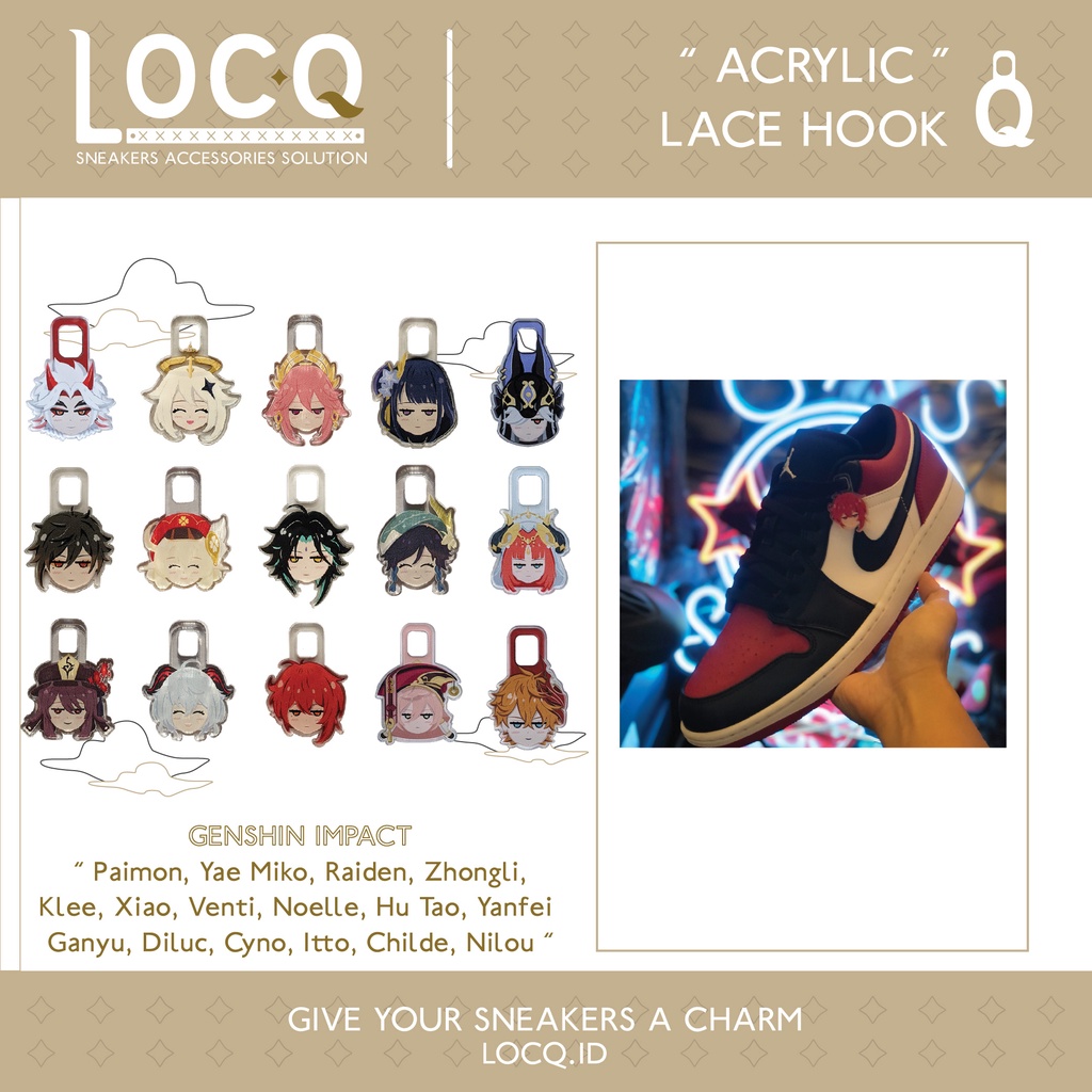 Aksesoris Tali Sepatu Genshin Impact - Yae Miko, Hu Tao, Venti, Klee, Raiden, Zhongli, dll | Lace ho