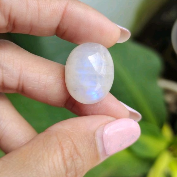 Biduri Bulan Natural Asli Batu Alam Kilat Biru - Batu Akik Moonstone