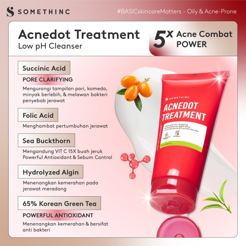 SOMETHINC Acnedot Low PH Treatment Cleanser - Sabun Cuci Muka Kulit Berjerawat & Berminyak - Sabun C