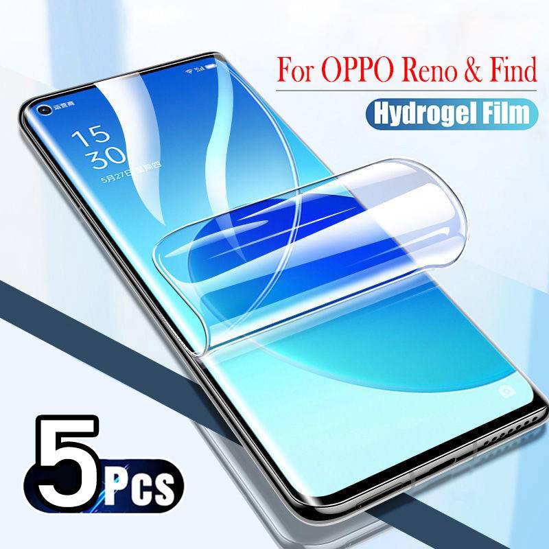 5pcs Pelindung Layar Hydrogel Full Cover Untuk OPPO Find X3 X5 X2 X4 Lite Pro Neo 5 6 7 7Z 8 Pro SE Plus 4G 5G