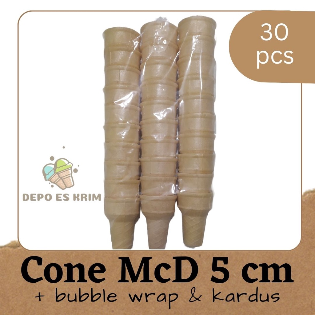 Cone McD 5 cm 30 pcs + Bubble Wrap No COD (Opak Es Krim Krupuk Corong Contong Cuncum Ice Cream)