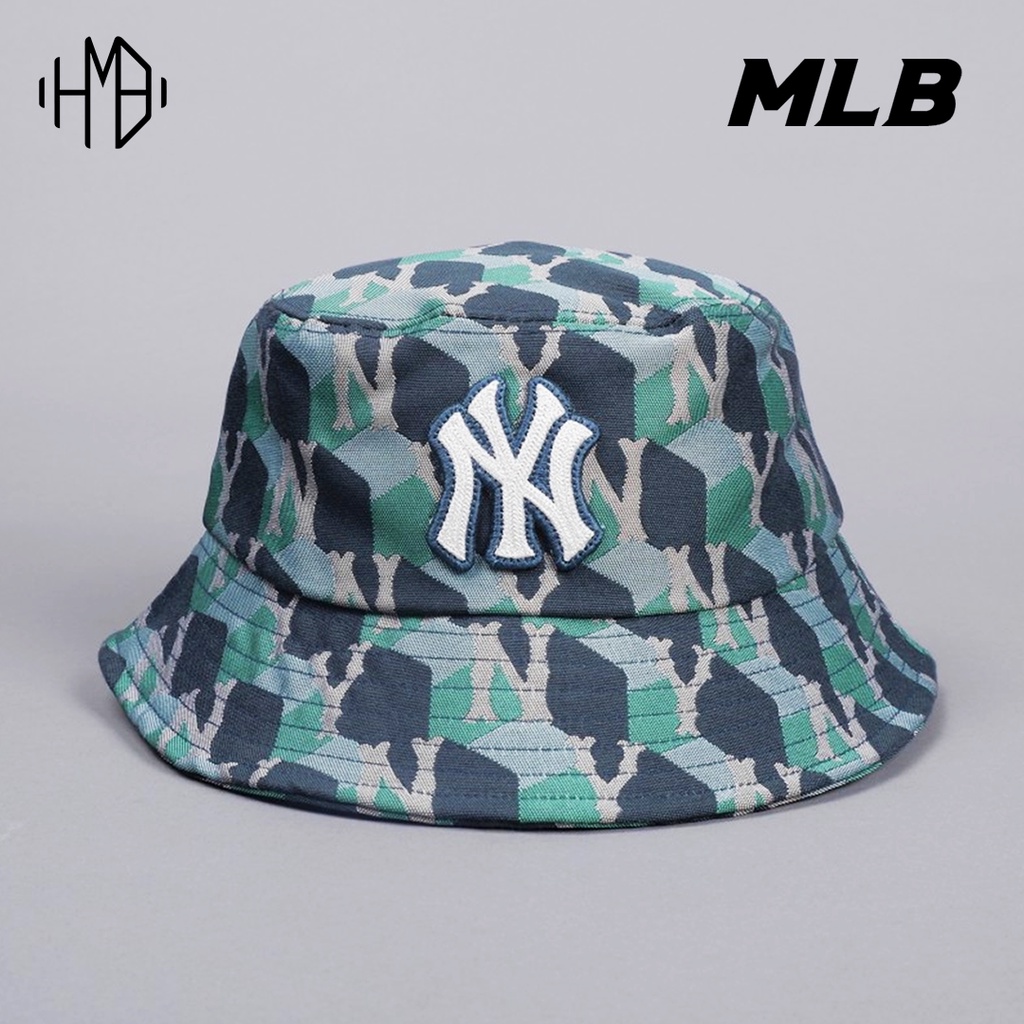 MLB Korea NY Yankees Cube Monogram Bucket Hat Green