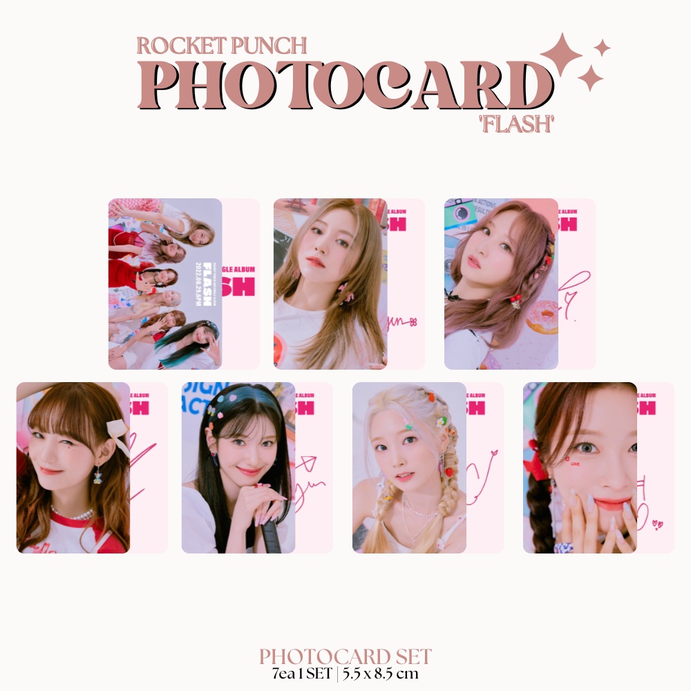 PHOTOCARD ROCKET PUNCH FLASH 2SISI (ISI 7 PCS + LAMINASI 2 SISI) TANDA TANGAN TTD KPOP IDOL KOREA PREMIUM MURAH UNOFFICIAL YEONHEE JURI SUYUN YUNKYOUNG SOHEE DAHYUN READY STOCK !