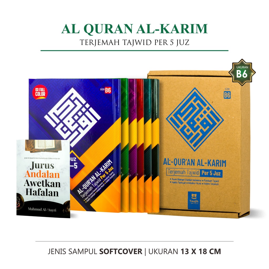 AlQuran Kecil Al Quran Al Karim Terjemah Tajwid Per 5 Juz Rasm Utsmani Standar Indonesia Ukuran B6