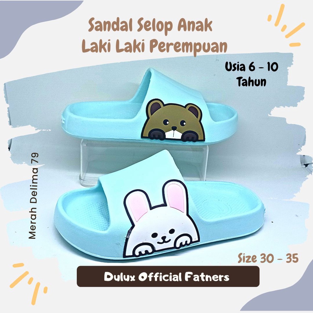 MD 79 - Sandal Anak Slip On Anak Laki Laki Perempuan Kartun BTS Terbaru / Sandal Anak Model Baru