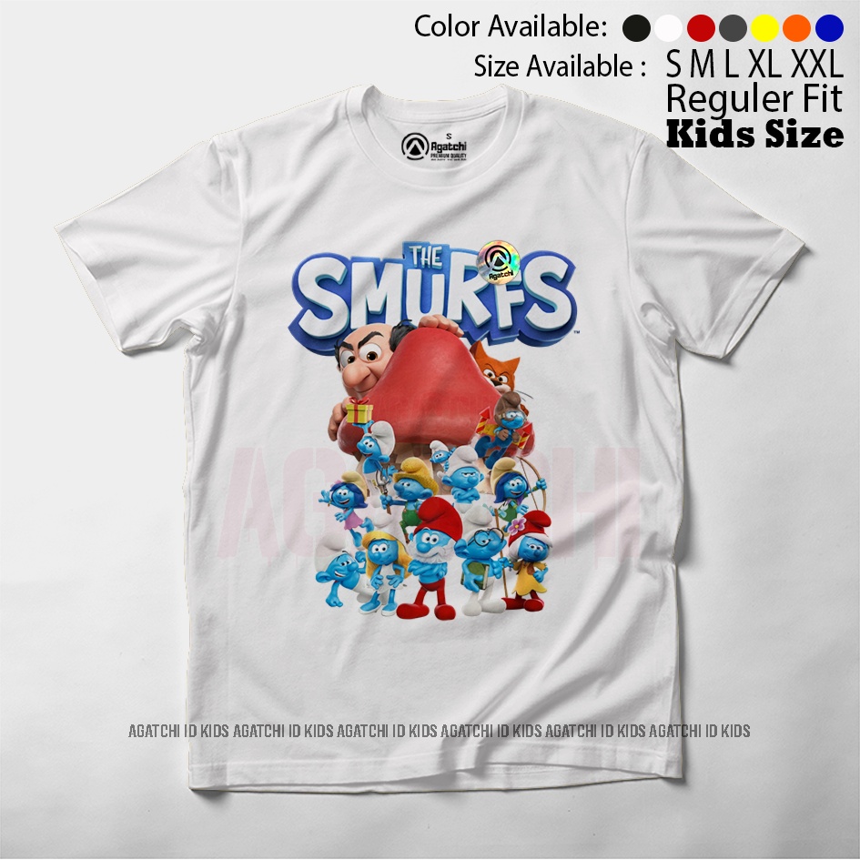 Baju Kaos Atasan Anak Laki - Laki Agatchi Motif Smurf V2