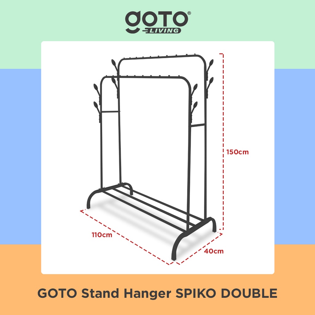 PALING DICARI! GOTO SPIKO STAND HANGER RAK BESI GANTUNGAN BAJU PAKAIAN *