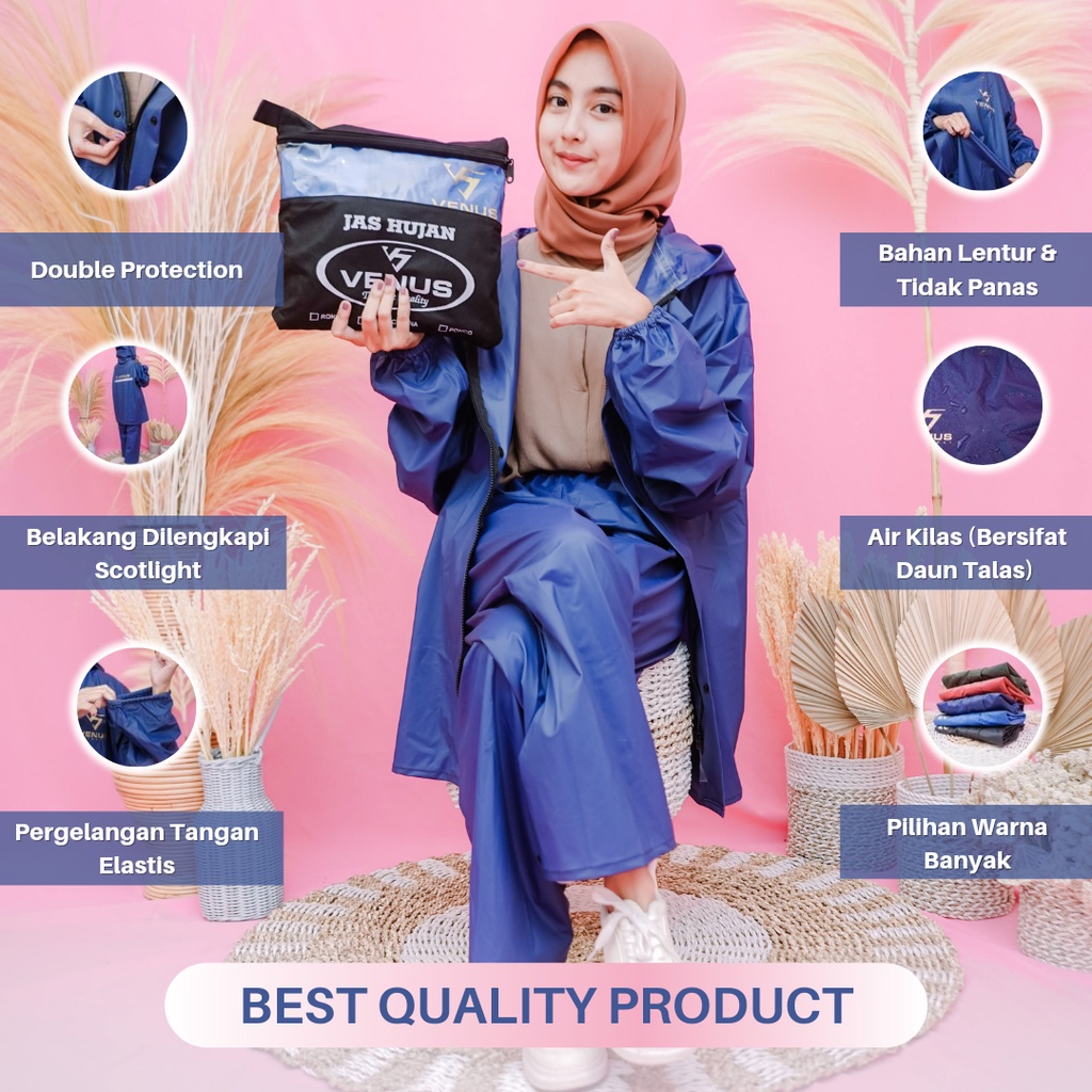 Jas Hujan Mantel Pria dan Wanita Anti Rembes Tebal Bahan PVC 0,25