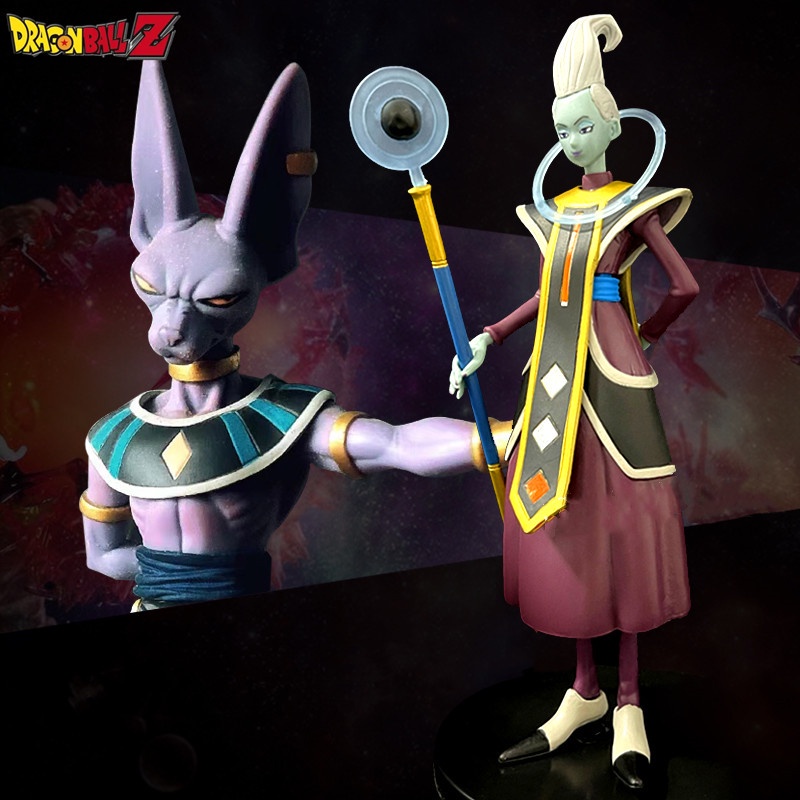 2pcs / set Action Figure Dragon Ball Super Kami to Kami Beerus Super God of Destruction DBZ Whis DXF Bahan Pvc Untuk Koleksi