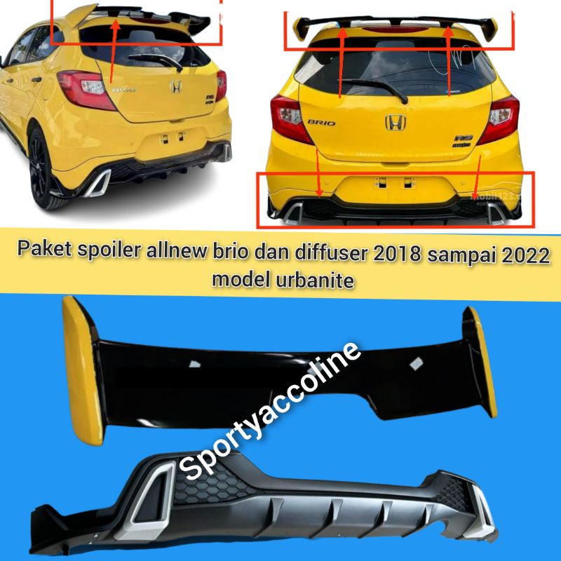 spoiler dan diffuser allnew brio 2018 sampai 2023 model urbanite original