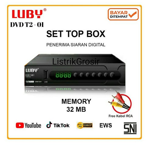 Set Top Box TV Digital Receiver LUBY Penerima Digital Full HD TV STB Digital DVB T2-01 Super Peka Bisa Youtube Tiktok LUBI setbox Settopbox Booster Antena masa Kini Receiver Tanpa Bulanan Penguat Penjernih Signal Televisi High gain Termurah Kurnia Group