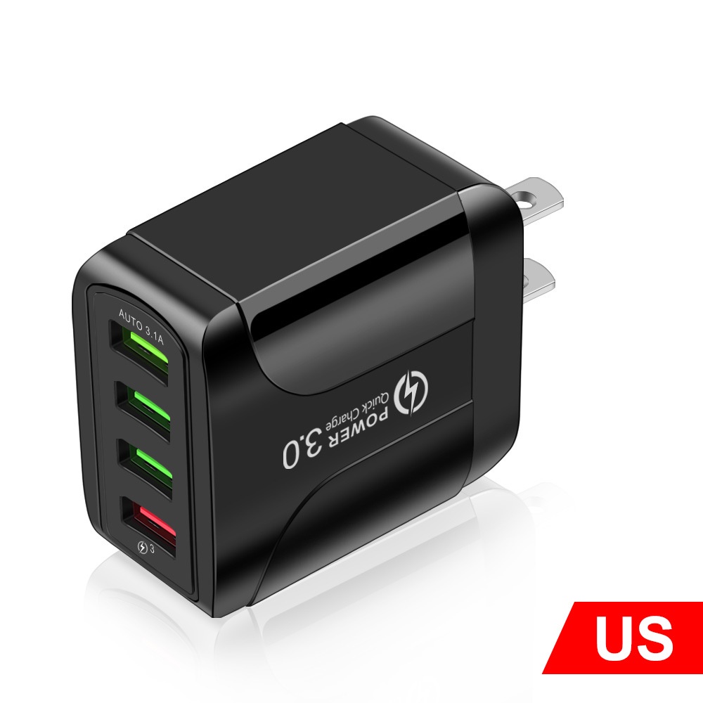 Adapter Charger Dinding 4 Port USB QC3.0 Fast Charging Untuk Iphone 13 14 Tipe C Android