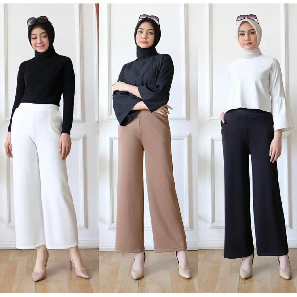 CELANA KULOT PANJANG SCUBA // KULOT HIGHWAIST WANITA