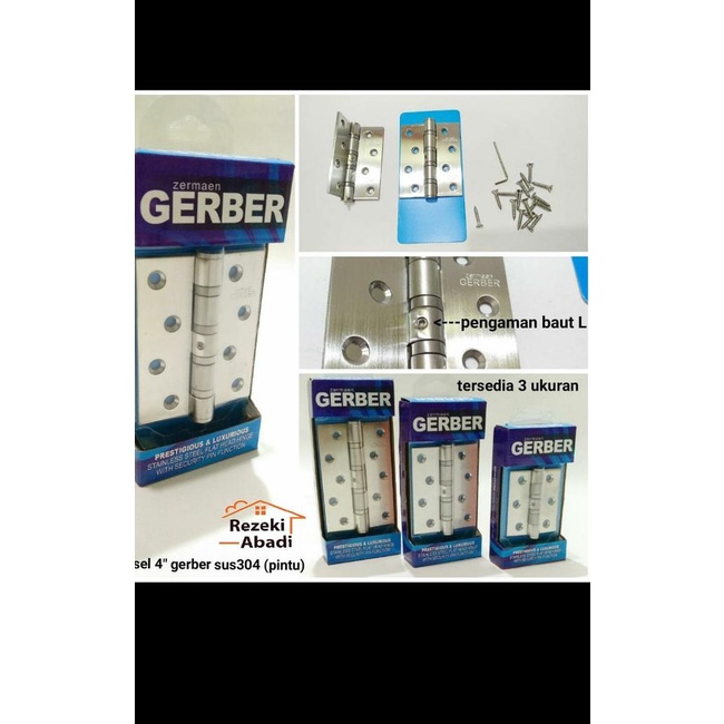 Engsel Gerber SUS 304 4" / Engsel Pintu