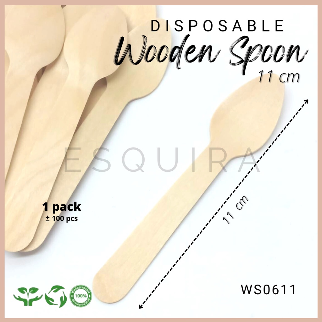 Wooden Spoon / Sendok Cake / Sendok Kayu / 11 Cm / 100 Pcs / WS0611