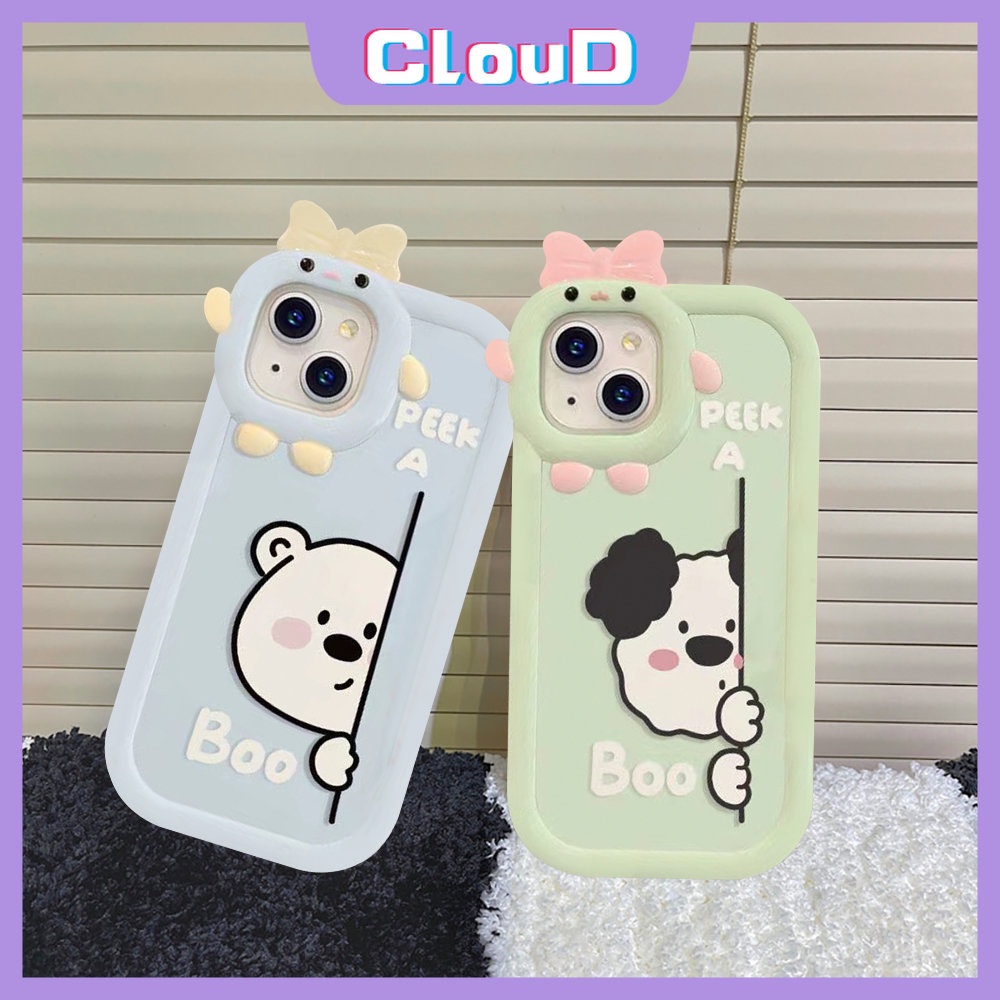 Case Pasangan Anak Anjing Beruang Kartun Lucu Samsung A04s A04E A32 A04 A14 A03 A13 A53 A52 A71 A50s A02s A21s A03s A73 A51 A52s A30s A23 A50 A22 A12 A11 A33 A31 Bow Mosnter Lens Soft Cover