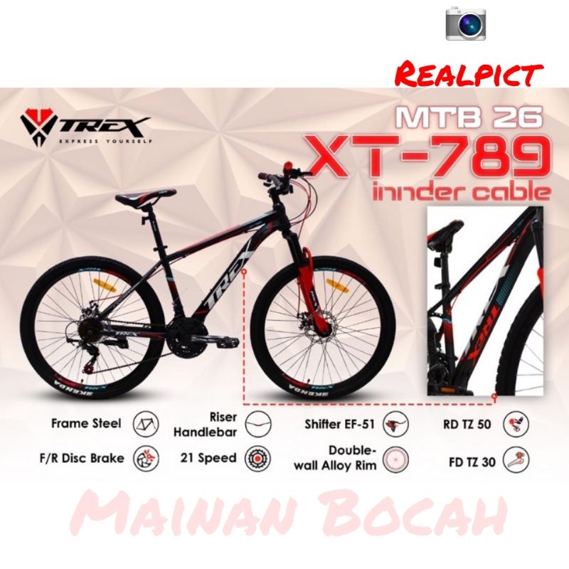 Sepeda Gunung MTB 26 TREX XT 789 21 speed inner cable
