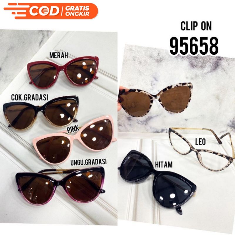 Kacamata Photocromic Anti Radiasi Minus Wanita Clip On 95658