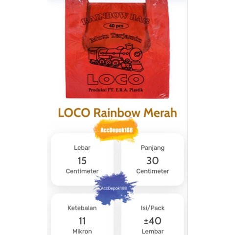 Hd Kantong Plastik Loco Rainbow Warna Warni Ukuran 15 isi 40Lembar dan ukuran 24 isi 30 Lembar