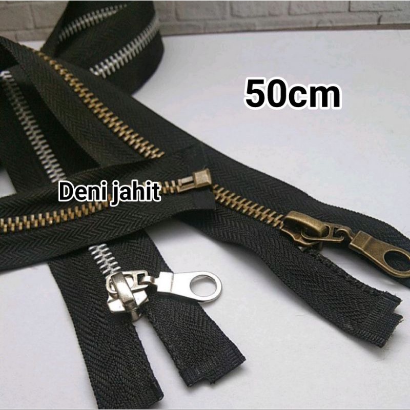 Resleting jaket/seleting jaket gigi besi 50cm