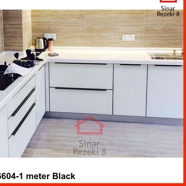 Handle Tarikan 6604 1 m Meter BLACK Hitam Laci Pintu Lemari Minimalis