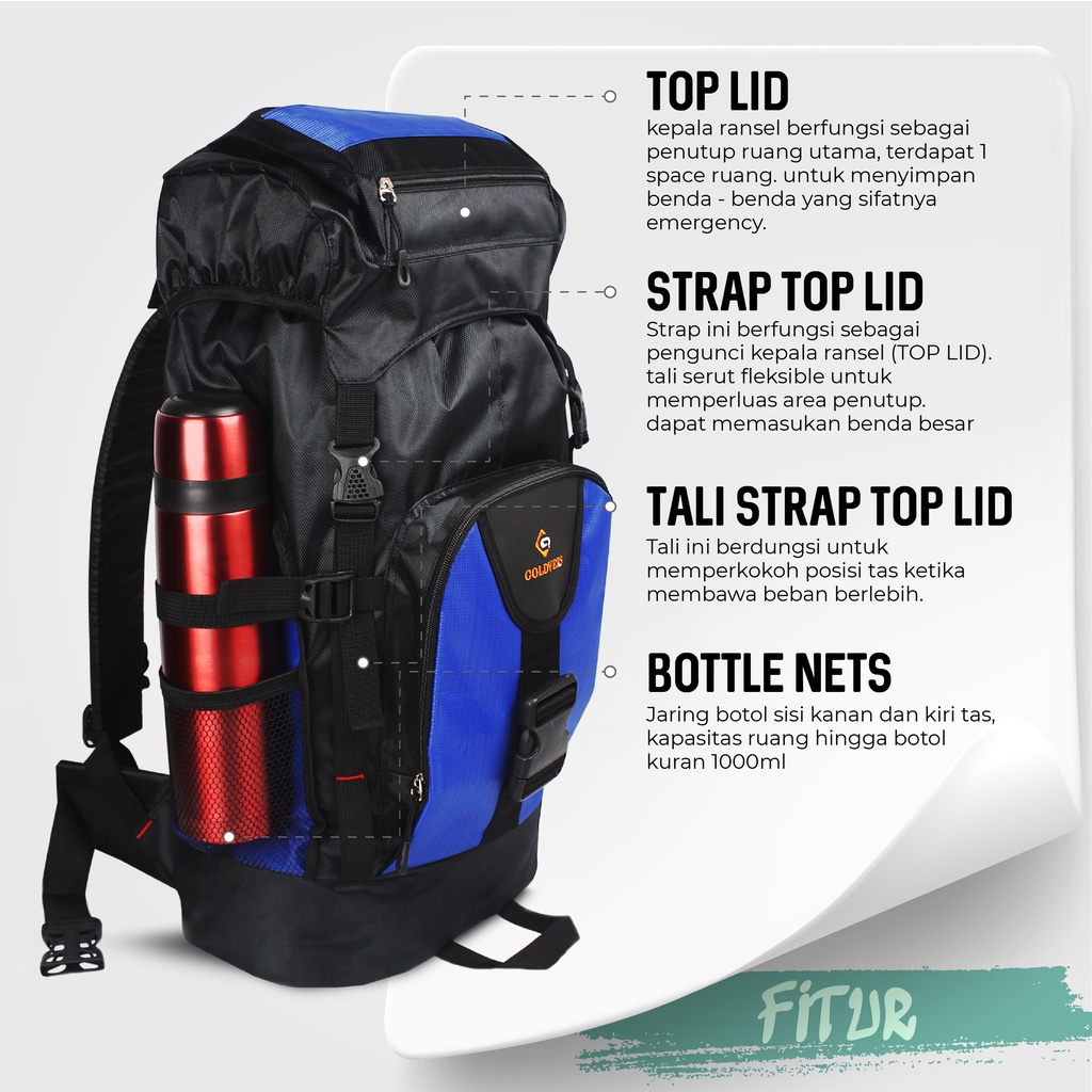 Tas Gunung Tas Ransel Pria Ransel Jumbo Tas Ukuran 60 Liter - KREATIVO