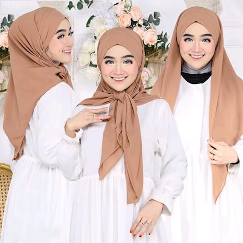 Hijab Jilbab Daily Instant Segitiga Malay / Segi Empat Malay Tali Instan Melayu Malaysia Ceruty Prem