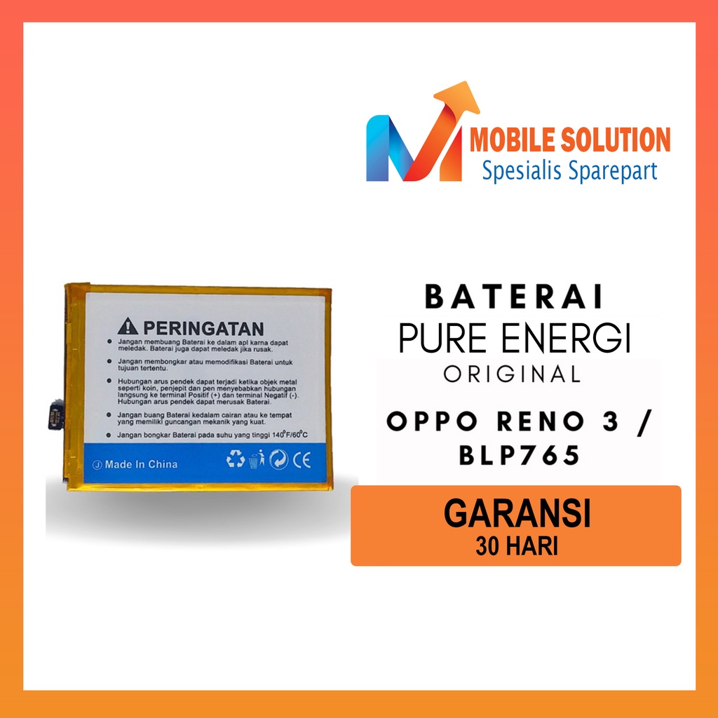 Grosir Baterai Oppo Reno 3 / Baterai Oppo BLP765 Garansi 1 Bulan + Packing