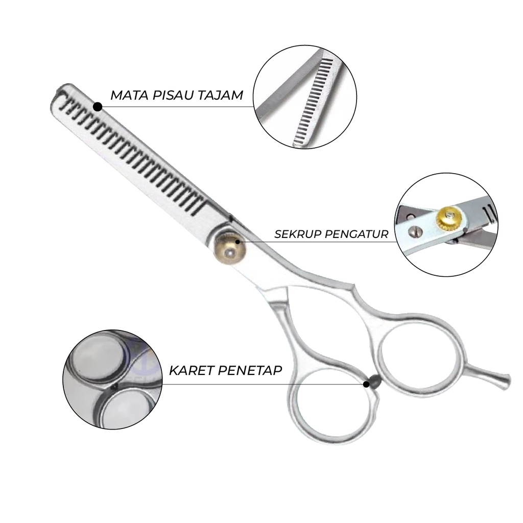 Gunting Rambut Sasak Stainless Steel Hairdressing Desain Gerig