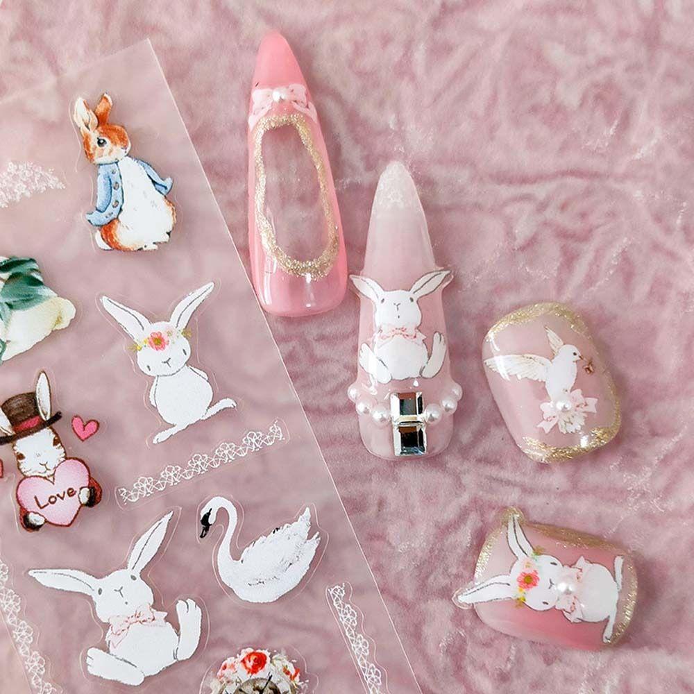 [Elegan] Kartun Stiker Kuku Fashion Perekat Diri Kucing Hewan Manikur Aksesoris Crayon Shin Chan Nail Art Dekorasi