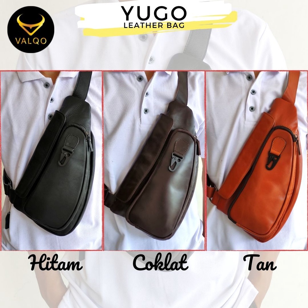 [VALQO] YUGO Tas Kulit Sapi Pria Selempang Slingbag