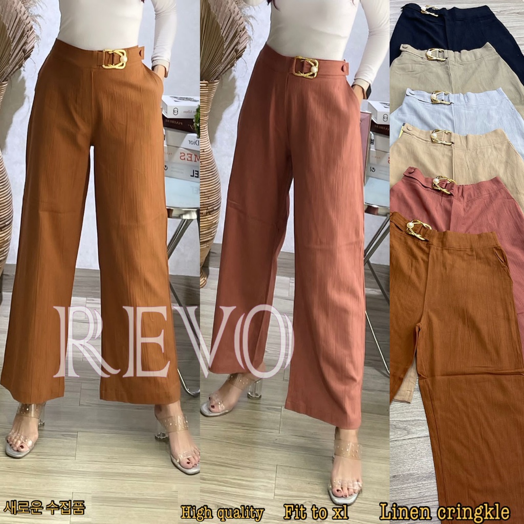 Kulot Linen Panjang Sabuk - Celana Kulot Wanita Linen // BISA COD - REVO FASHION